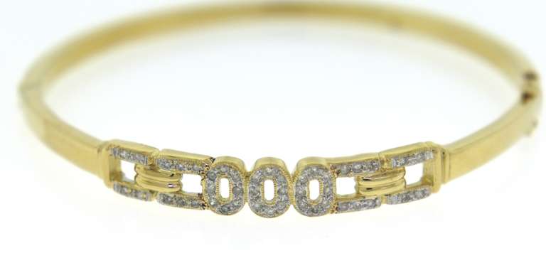 Glamorous 18kt YG Hinged Diamond Bangle Bracelet