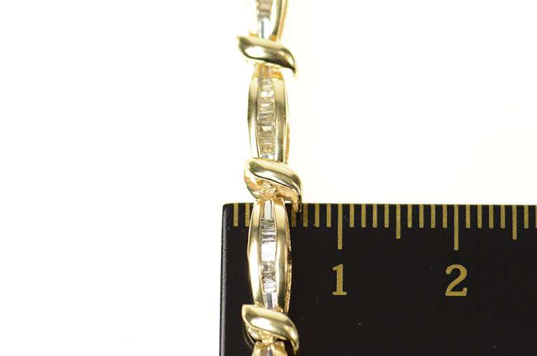 10K Yellow Gold Baguette Diamond Two Tone Classic Tennis Bracelet