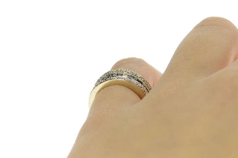 18K White Gold 1.81 Ctw 1940's Diamond Sapphire Eternity Band Ring