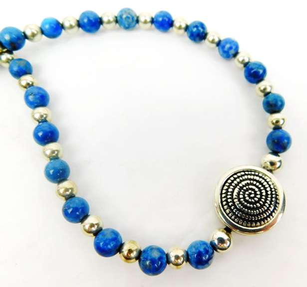 Carolyn Pollack Sterling & Lapis Bead Necklace