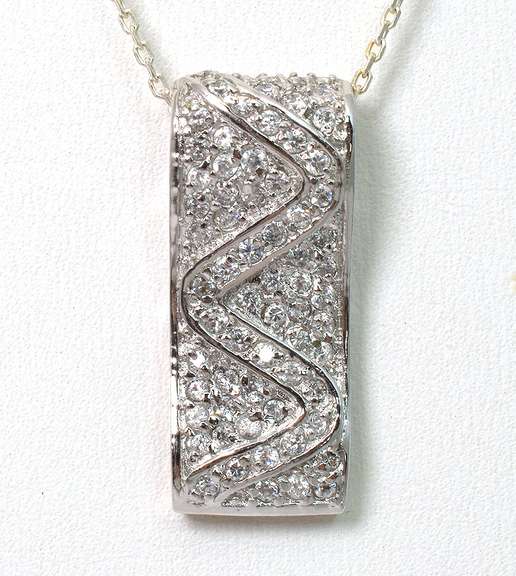 Sterling Silver White Stone Necklace
