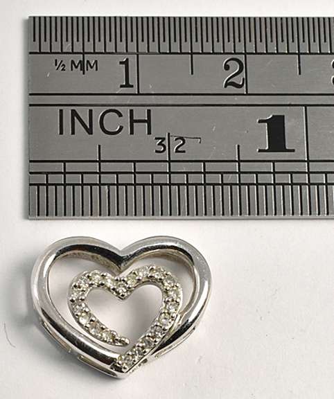 Modern Heart in a Heart Diamond Pendant