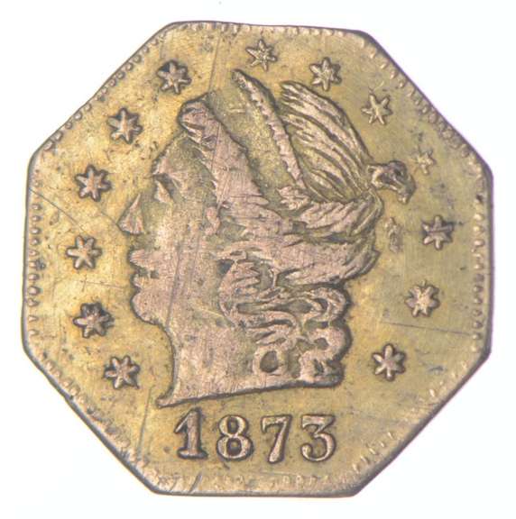 1873 California Octagonal Gold 1/4 Dollar - Scratches
