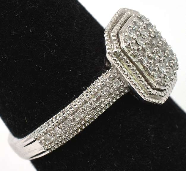 Sparkling Diamond Cluster Ring in Sterling Silver