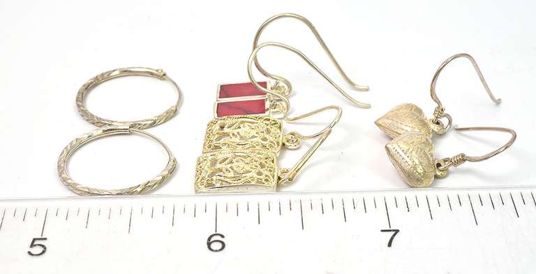 4 Pairs of Sterling Silver Earrings