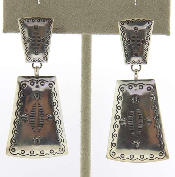 Sterling Silver Native American Drop Earrings