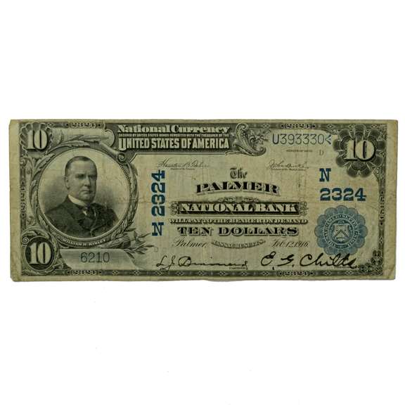 1902 Series $10 National Hampton Palmer Mass Note