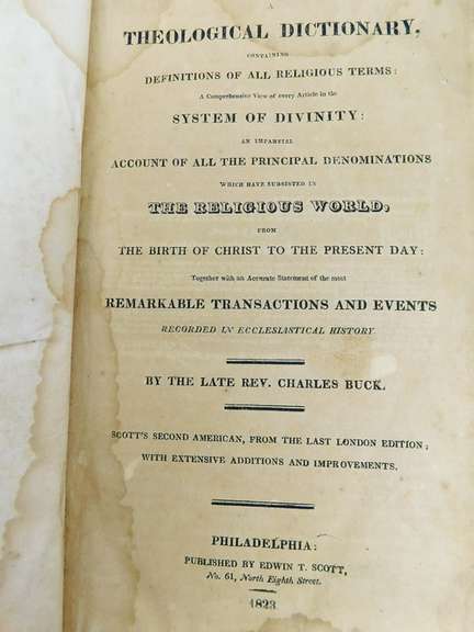 Rare 1823 Buck's Theological Dictionary