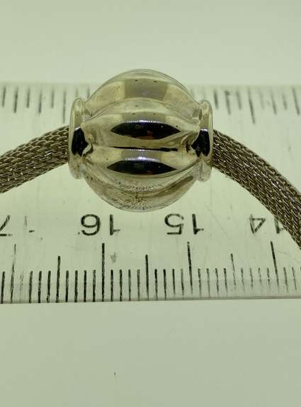 Sterling Silver Mash Chain With Ball Pendant