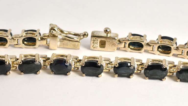 Pretty Oval Sapphire Sterling Bracelet