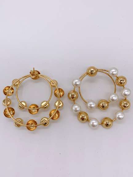 Sterling Silver & 22kt GP Pearl Earrings