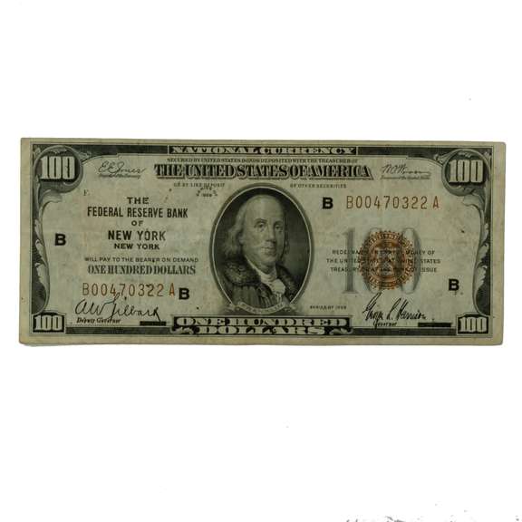 Clean 1929 $100 Fed Reserve New York National Note