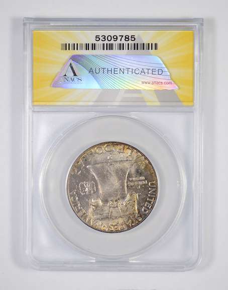 MS67 FBL 1957 Franklin Half Dollar - Graded ANACS - Rainbow Toning