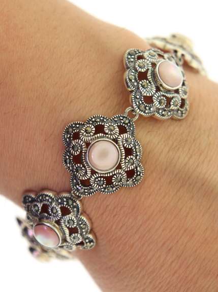 Sterling silver Marcasite Gemstone Bracelet