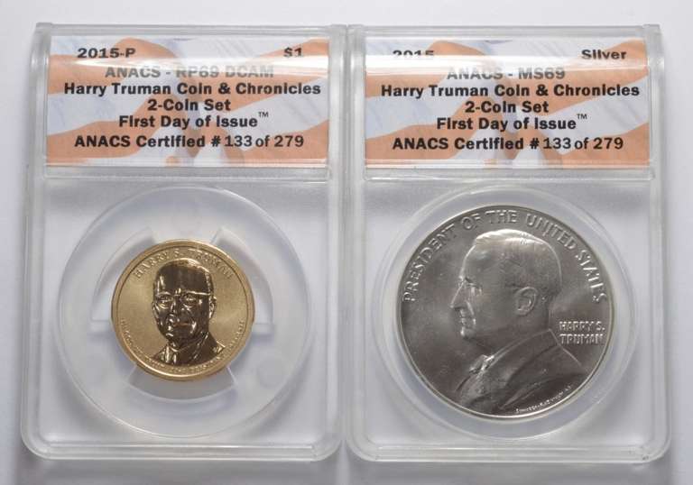 Lot (2) Truman Coin & Chronicles 2-Coin Set - Graded ANACS