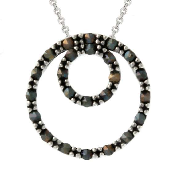 Sterling Silver Marcasite Double Circle Eternity Pendant