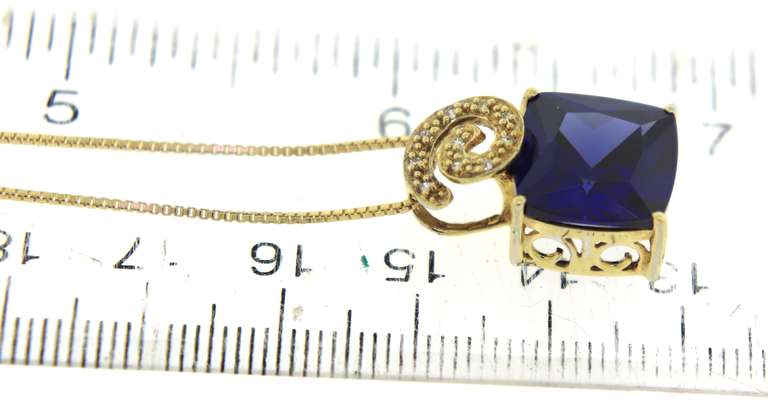 Sterling Silver Blue Glass Necklace