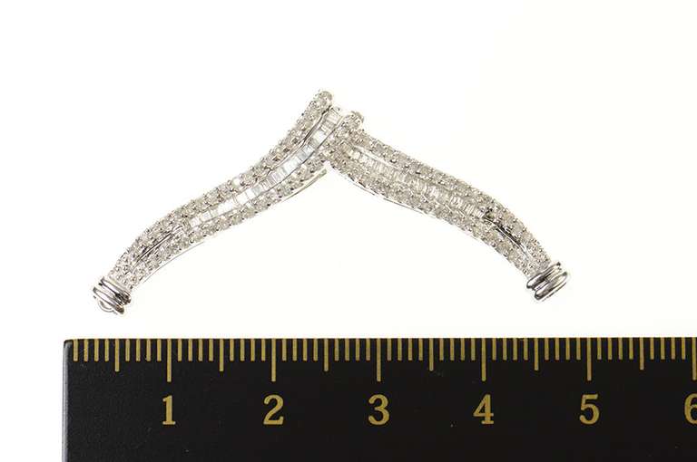 10K White Gold Chevron Diamond Encrusted Statement Pendant