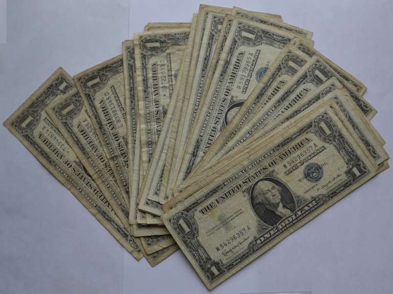 38 Mostly 1957 Series $1 Silver Certificates
