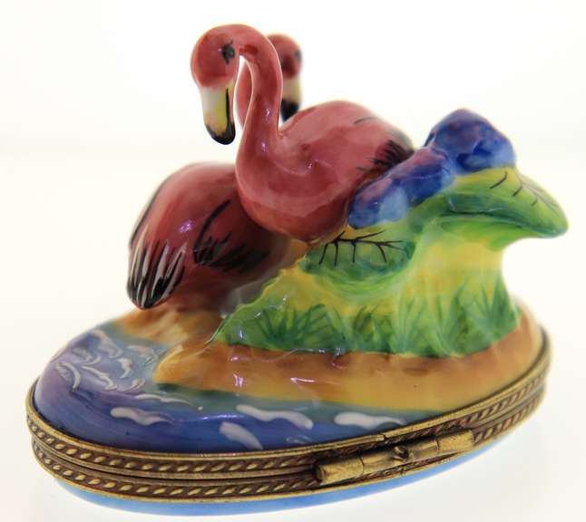 Rochard Hand Painted Flamingo Trinket Box