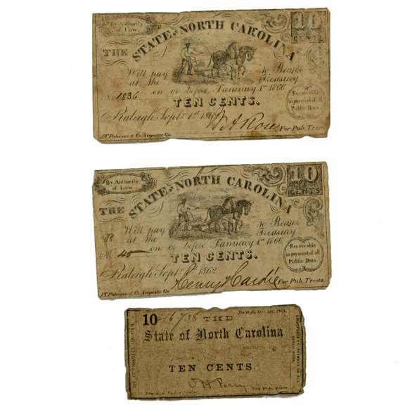 3 1861-2 State of North Carolina Notes