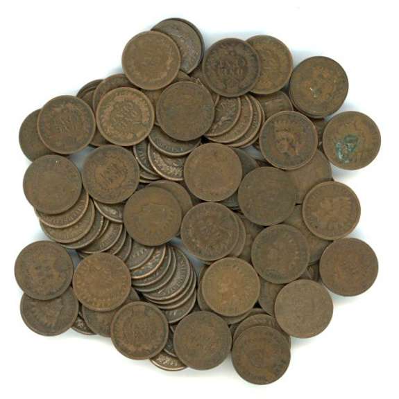 100 Nice assorted mixed date Indian Head Cents. Circs