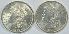 Creamy-white CH BU 1896 & 1897 Morgan Silver Dollars