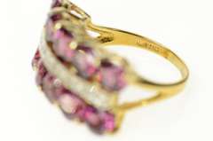 14K Yellow Gold Purple Tourmaline Diamond Statement Band Ring