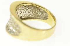 14K Yellow Gold Pave Curved CZ Encrusted Statement Band Ring