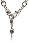 Trendy Silver Judith Ripka Key-to-My-Heart CZ Necklace