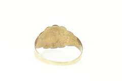 14K Yellow Gold Ornate Victorian Floral Monogram Statement Ring