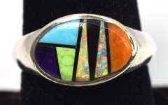 Sterling Silver Multi Color Enamel Ring