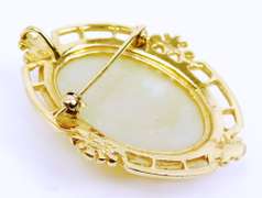 Exquisite 14K Carved Opal Cameo Pin/Pendant