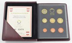 2005 Austria 8 Coin Proof Set - With CoA & Leather Display Book