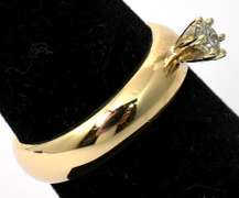 Thick Diamond Solitaire Ring in 14KT Yellow Gold