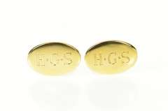 18K Yellow Gold Tiffany & Co. Oval HGS Monogram Classic Cuff Links