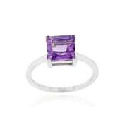 Sterling Silver Amethyst Solitaire Square Ring