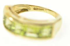 10K Yellow Gold Five Stone Princess Square Peridot Band Ring