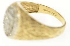 10K Yellow Gold 0.73 Ctw Oval Pave Diamond Cluster Men's Ring