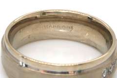 Contemporary Gent's 14kt WG Round Diamond Band with Step Edge Accents