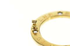 14K Yellow Gold Retro 1960's Pinstripe Syn. Sapphire Circle Pin/Brooch