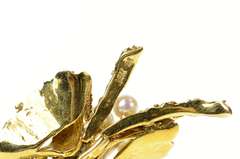 14K Yellow Gold 1960's Ornate Pearl Branch Floral Statement Pin/Brooch