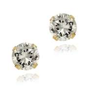 14K Yellow Gold 1.1ct White Topaz Stud Earrings, 5mm