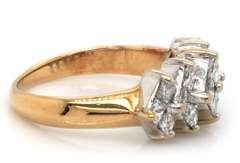 Flashy 14kt YG Princess Cut Cluster Diamond Ring
