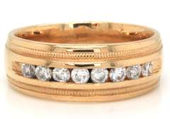 Handsome Gents' 14kt YG Channel Set Wide Band