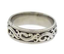 Amazing 14kt White Gold Artcarved Comfort Fit Scroll Band