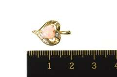 10K Yellow Gold Heart Syn. Opal CZ Accent Love Symbol Pendant