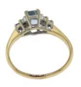 Beautiful Emerald Cut Aquamarine and Diamond Ring