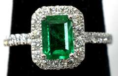 Traditional Emerald & Diamond Ring, Platinum