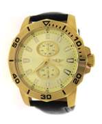 Invicta Gold Dial Black Leather Watch
